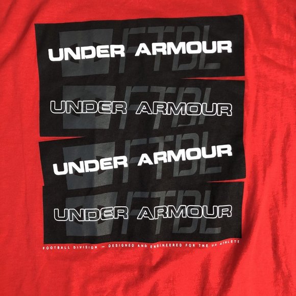 Under Armor FTBL Red Graphic Print‎ T-Shirt Mens Size XL C102 - Picture 3 of 7